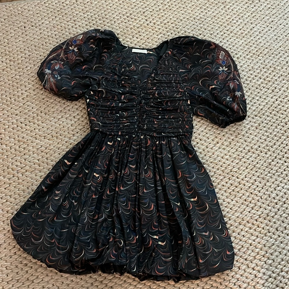 Ulla Johnson Black and Multicolor Patterned Dress